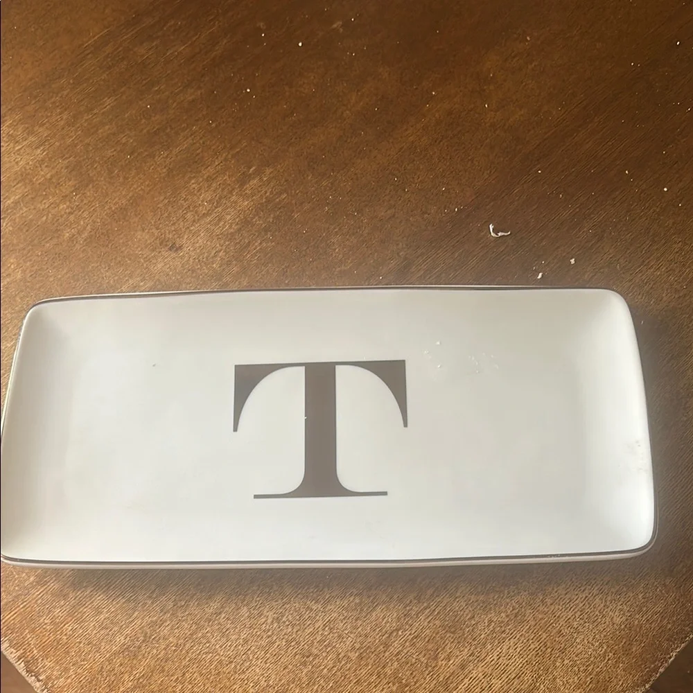 Williams and Sonoma Monogrammed White Rectangular Tray